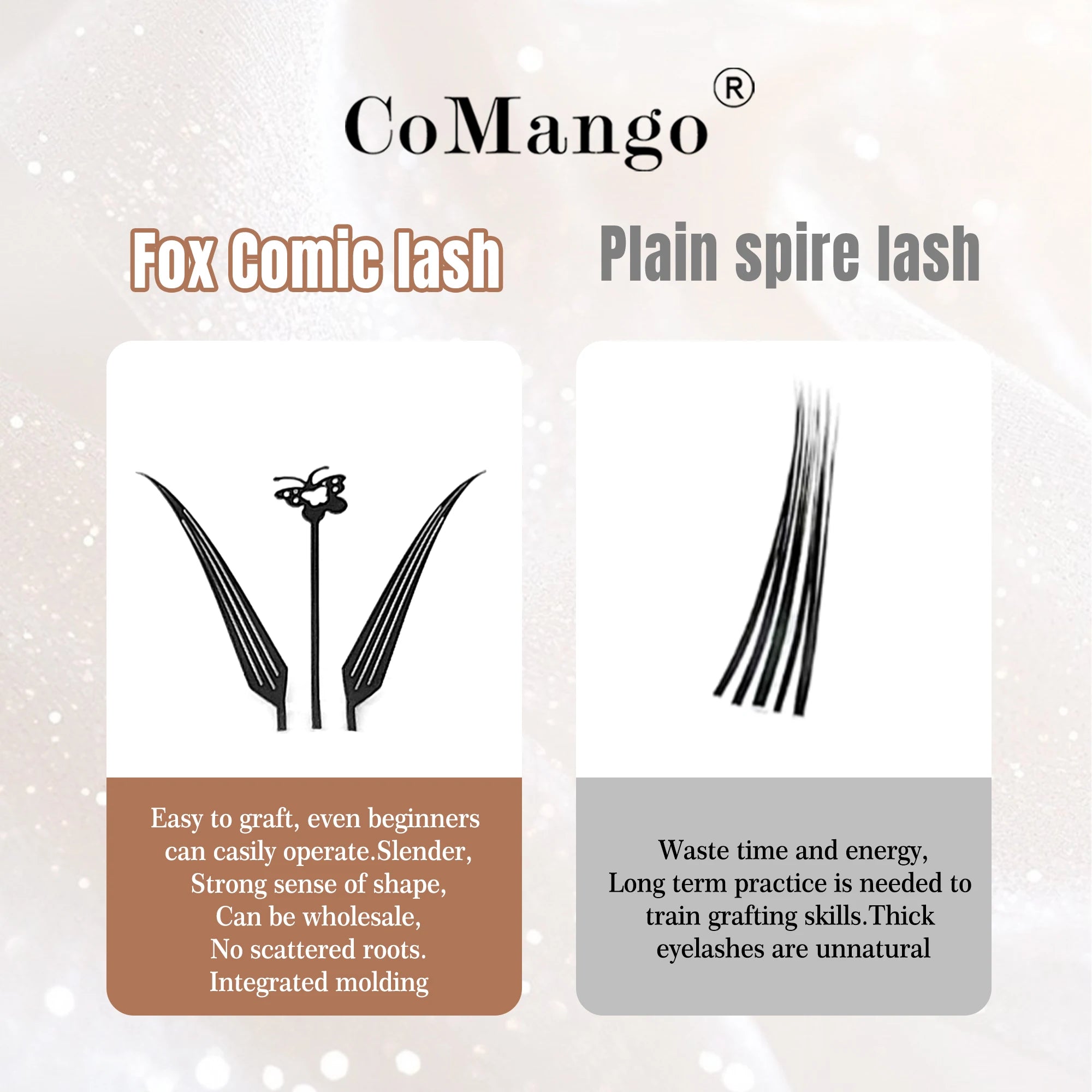 Extensions Cils CoMango Fox Anime Spire – Fans Pré-faits Volume Naturel | Fournisseur Maquillage