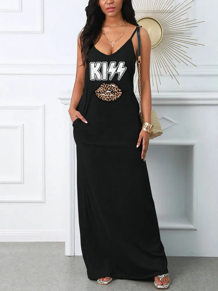 Robe Mini Femme Été Imprimée Bretelles Sexy – Style T-Shirt avec Poche Casual Ample | Été