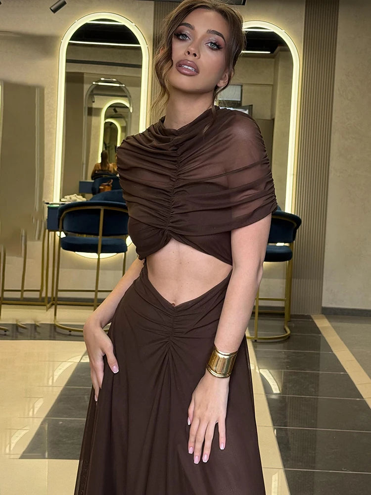 Robe Maxi Bodycon Ajourée Taille Haute - Sexy Club & Soirée Femme | XIAOTANG