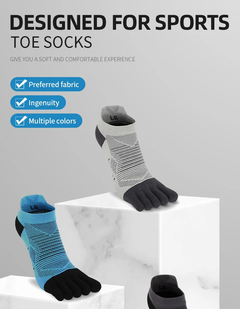 Coolmax Sport Zehensocken Herren – Atmungsaktives, feuchtigkeitsableitendes Mesh | Laufen, Wandern & Radfahren | Paar