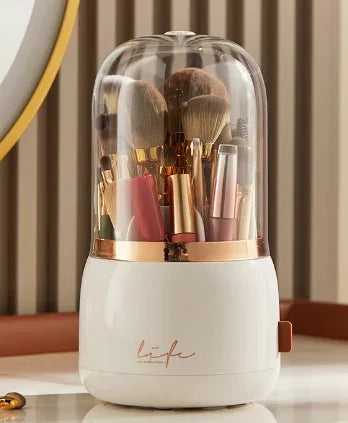 Organisateur Maquillage Rotatif 360° Transparent – Porte-Pinceaux Rangement Rouge à Lèvres Anti-Poussière | Boite Cosmétique