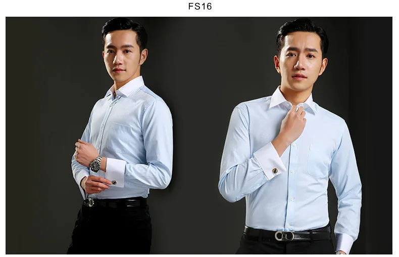 Chemise Homme Classique Poignets Français Manches Longues Coupe Standard – Formelle Business Mariage Bureau Blanche Élégante | Mode Homme Premium
