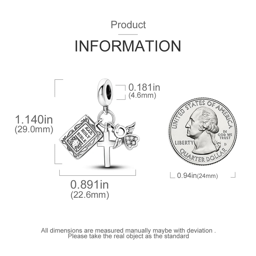 Charm Argent 925 Pendentif Croix, Ange, Pyramide & Pharaon – Breloque Spirituelle & Symbolique DIY | Compatible Bracelet Original | Bijou Personnalisé