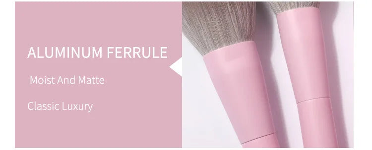 Set 8 Pinceaux Maquillage Violet & Rose Vegan – Poils Synthétiques | Fond de Teint, Fards & Poudre | Accessoire Beauté Premium