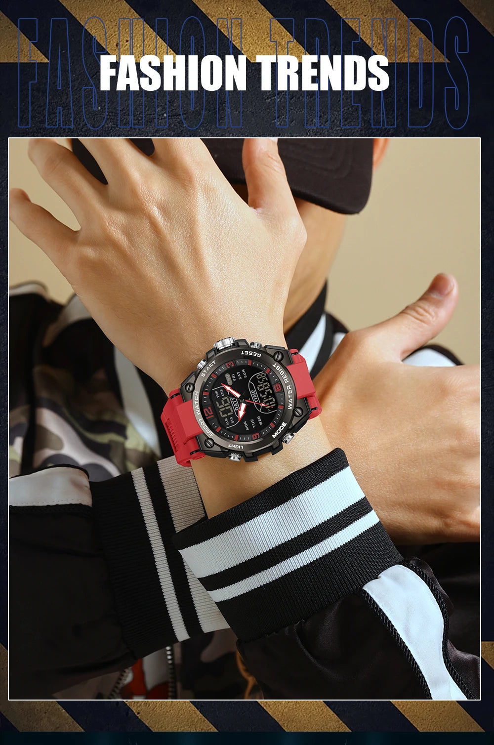 Montre Homme SANDA Militaire Tactique G-Style – LED Digital Quartz Étanche 50M Sport Luxe