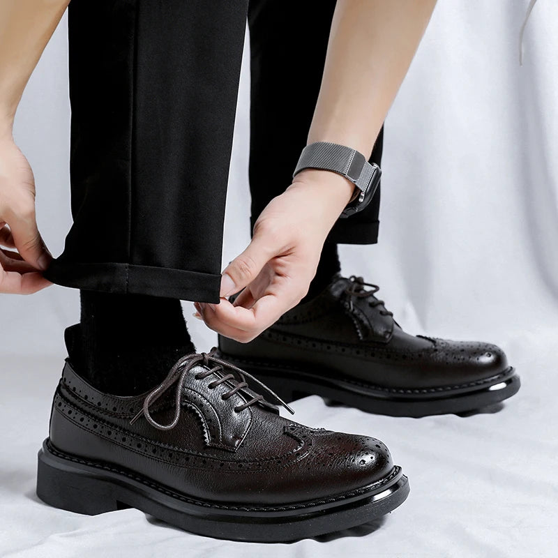Brogues Oxfords Patent Leather Homme – Lacets Formal Noir Mariage Fête Dress Shoes