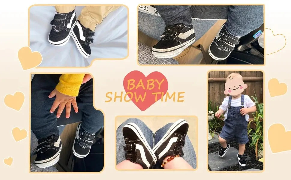 Chaussures Bébé Toile Unisexe Semelle Antidérapante – Sneakers Premiers Pas Garçon Fille Casual