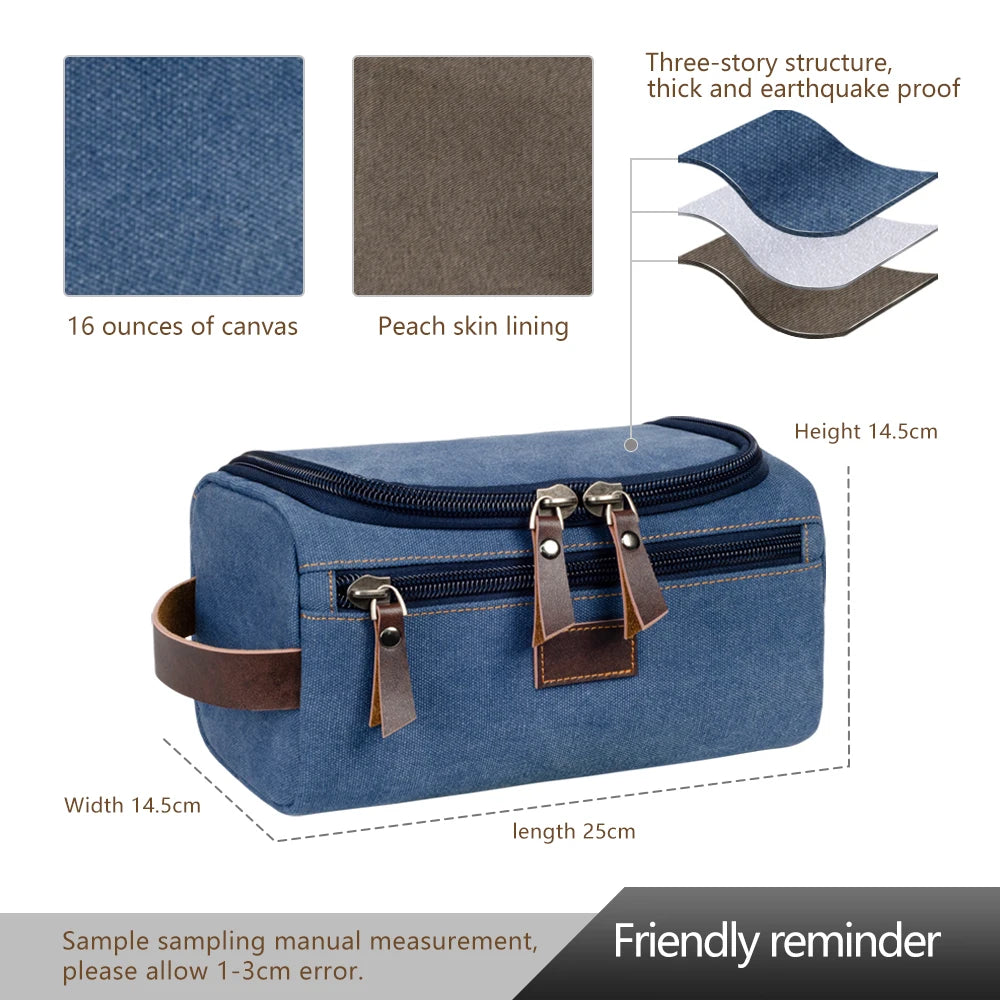 Dopp Kit Homme Voyage Canvas avec Crochet – Trousse Toilette Personnalisable | Salle de Bain