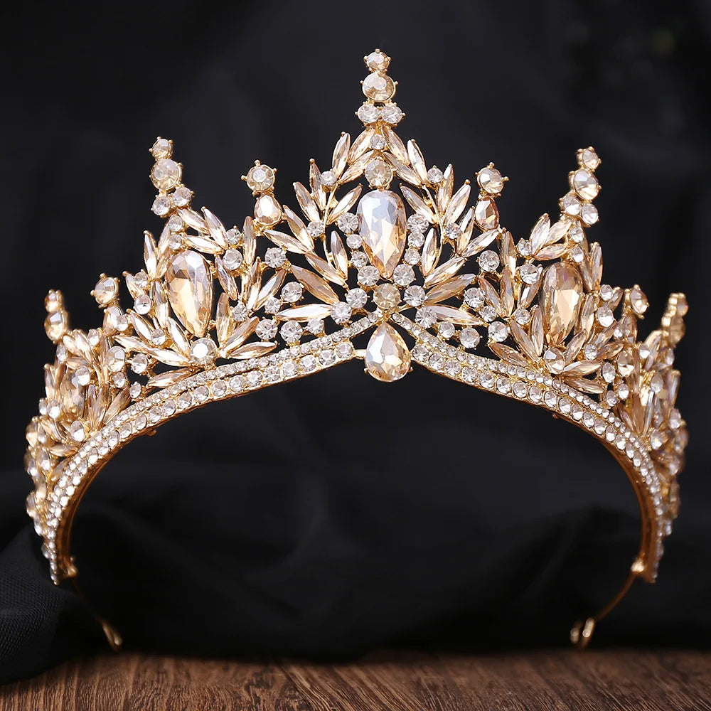 DIEZI Parure Couronne Baroque Mariage Cristal Opale – Tiare Collier Boucles Princesse