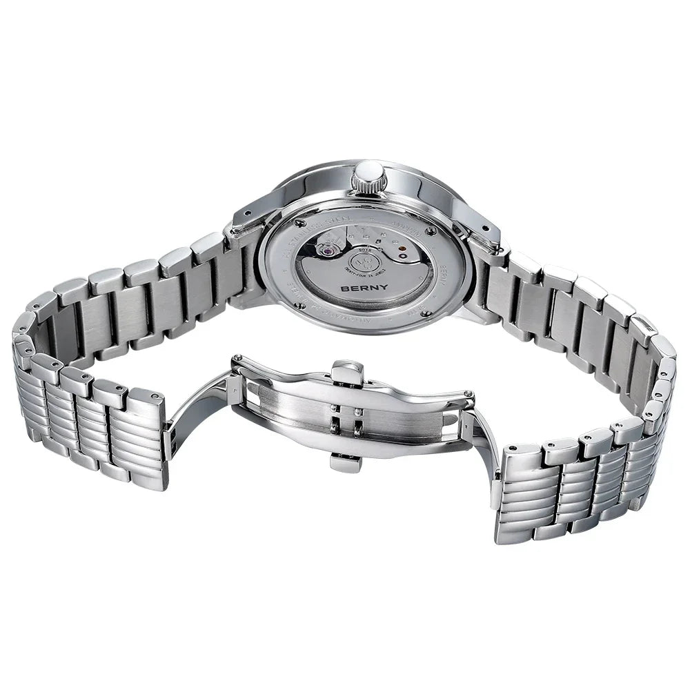 Montre Mécanique Automatique Luxe BERNY Couple Saphir Acier Miyota 9015 5ATM – Homme & Femme
