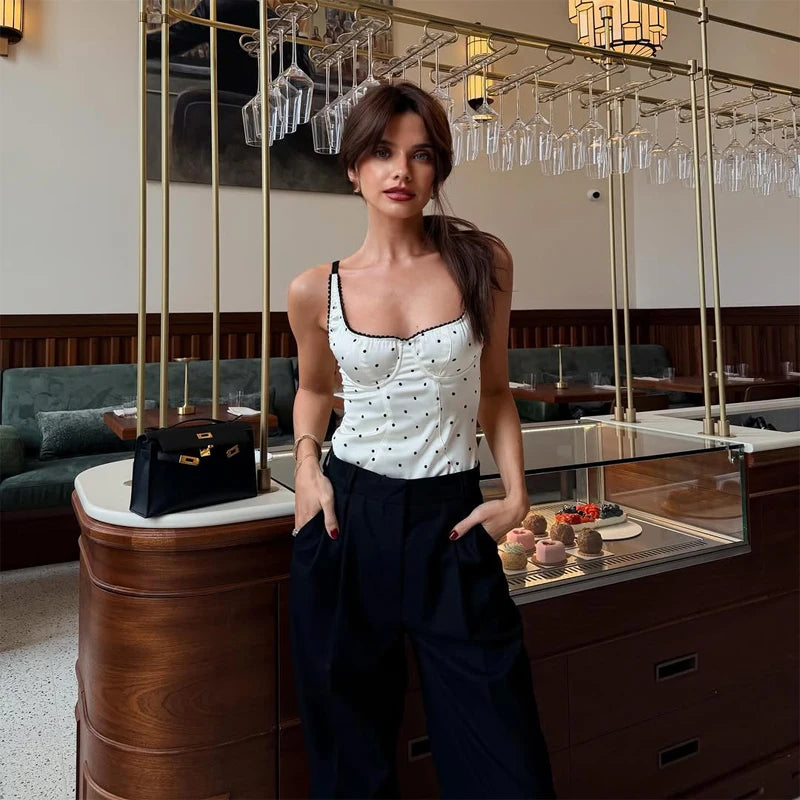 Ensemble 2 Pièces À Pois Femme - Chemise Manches Longues & Jupe Avec Foulard | Style Élégant Printemps 2026