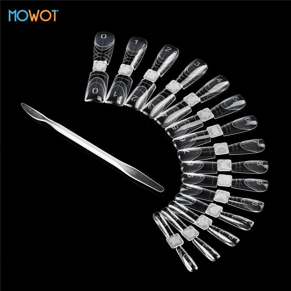 MOWOT Nail Dual Forms 75pcs Coffin Acrylic – Moules Gel Poly 15 Tailles Extension French