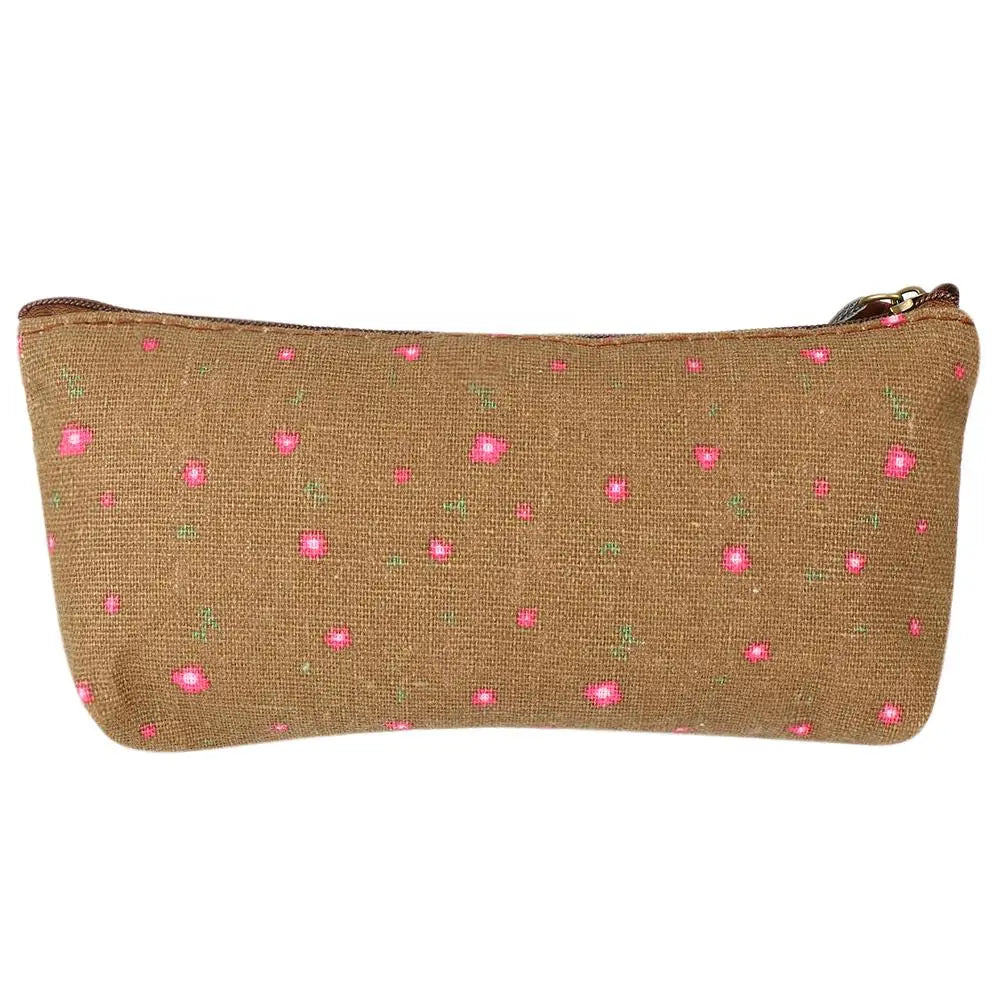 Trousse À Crayons Florale Canvas – Pochette Papeterie Mignonne Style Champêtre École