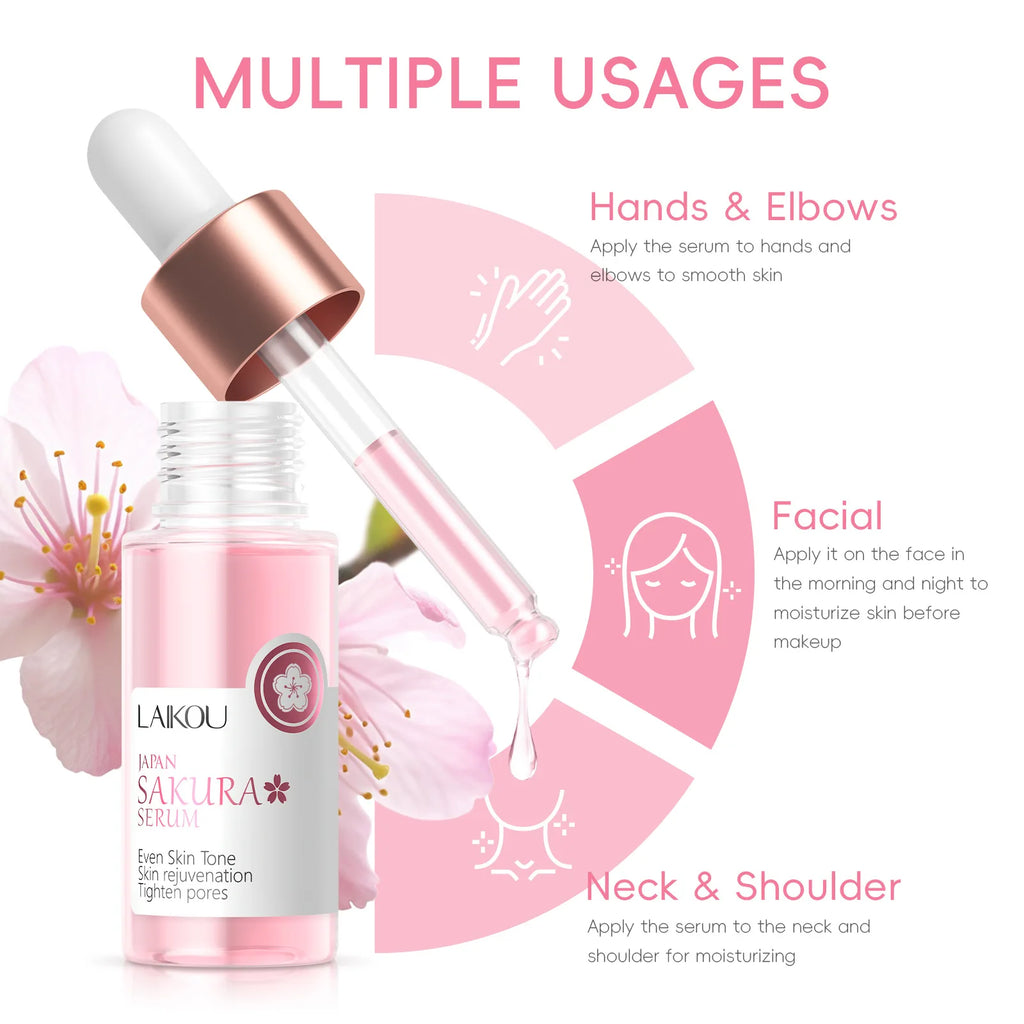 Essence Visage Sakura Laikou 17ml – Éclat Anti-Rides Hydratante Raffermissante Blanchissante