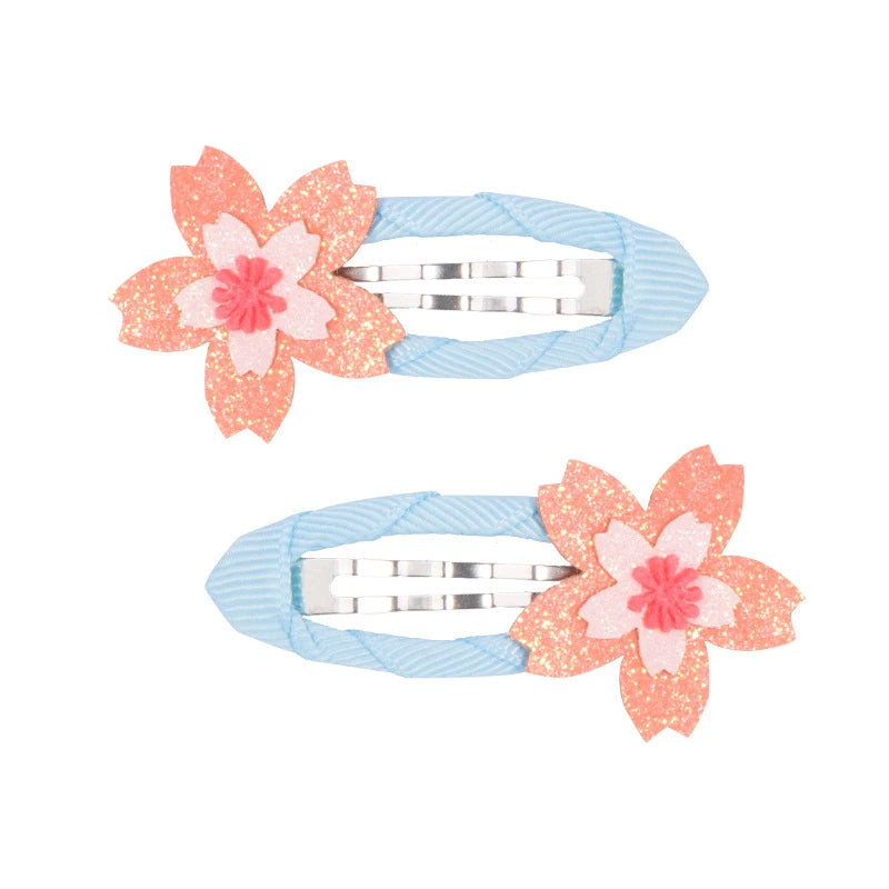 Lot 2 Barrettes Fille Bébé Motifs Adorables – Pinces Cheveux Enfant Animal Fruit Fleur Lapin Kitty
