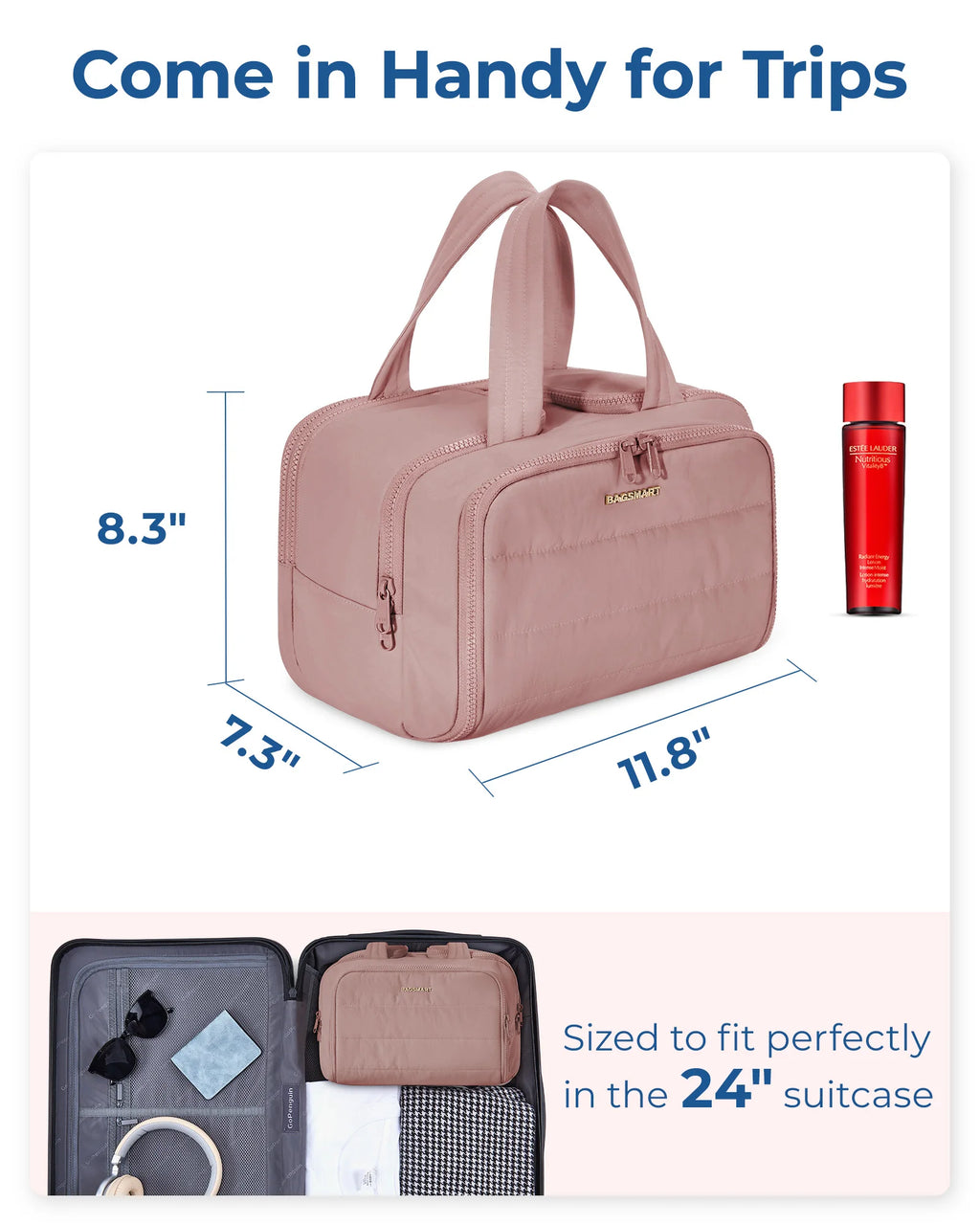 Sac Toilette Voyage BAGSMART – Grande Capacité | Trousse Cosmétique avec Poignée
