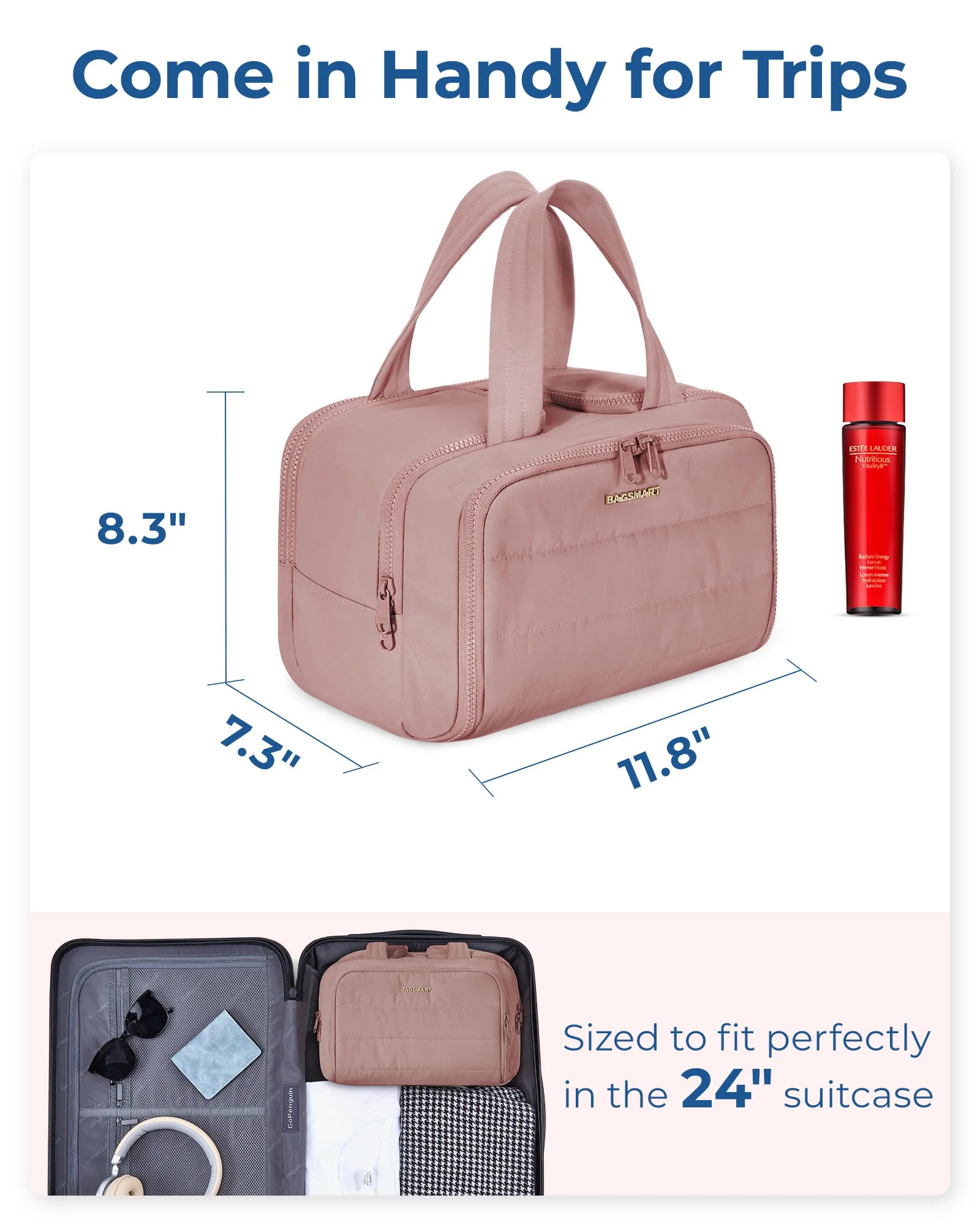 Sac Toilette Voyage BAGSMART – Grande Capacité | Trousse Cosmétique avec Poignée