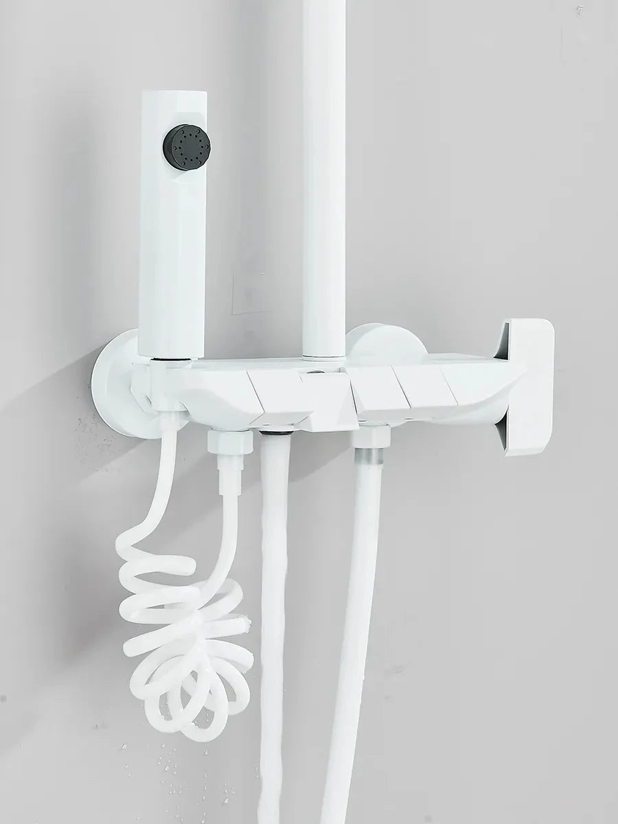 Ensemble Douche Blanc 4 Voies Style Piano – Pluie, Affichage Digital Optionnel & Bidet | Système Douche Complet