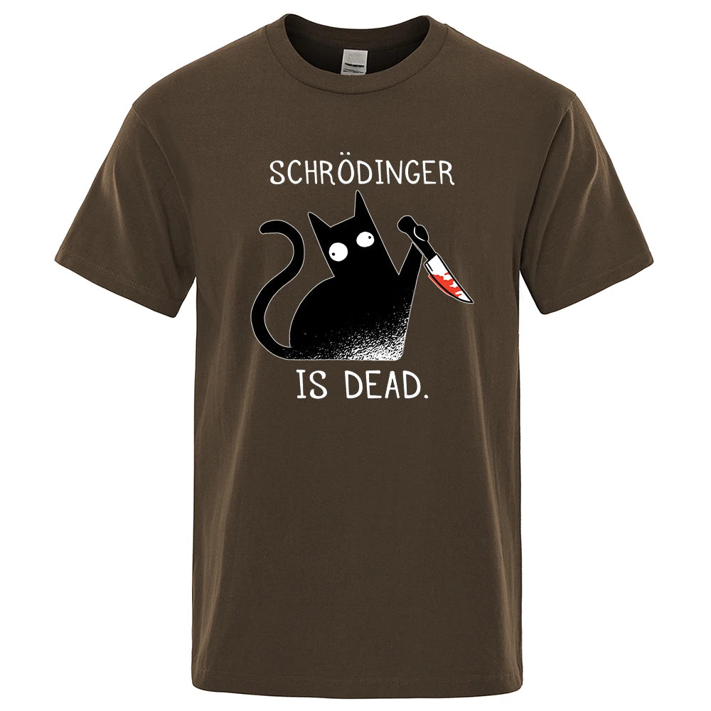 T-Shirt Homme Chat Noir Schrödinger Humour Science Coton Doux Oversize Manches Courtes Streetwear Pop Culture Geek Tendance Confortable – T-Shirt Geek Premium Chat Schrödinger Oversize | Mode Homme Pop Culture Geek Premium