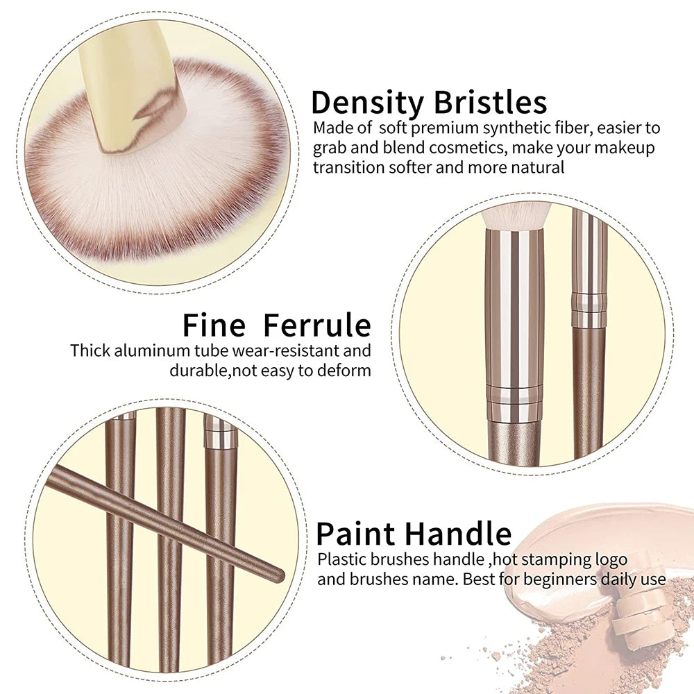 Set Pinceaux Maquillage Professionnel 1 à 20 Pcs – Blush, Highlighter, Fond de Teint & Fard | Ultra-Doux Femme