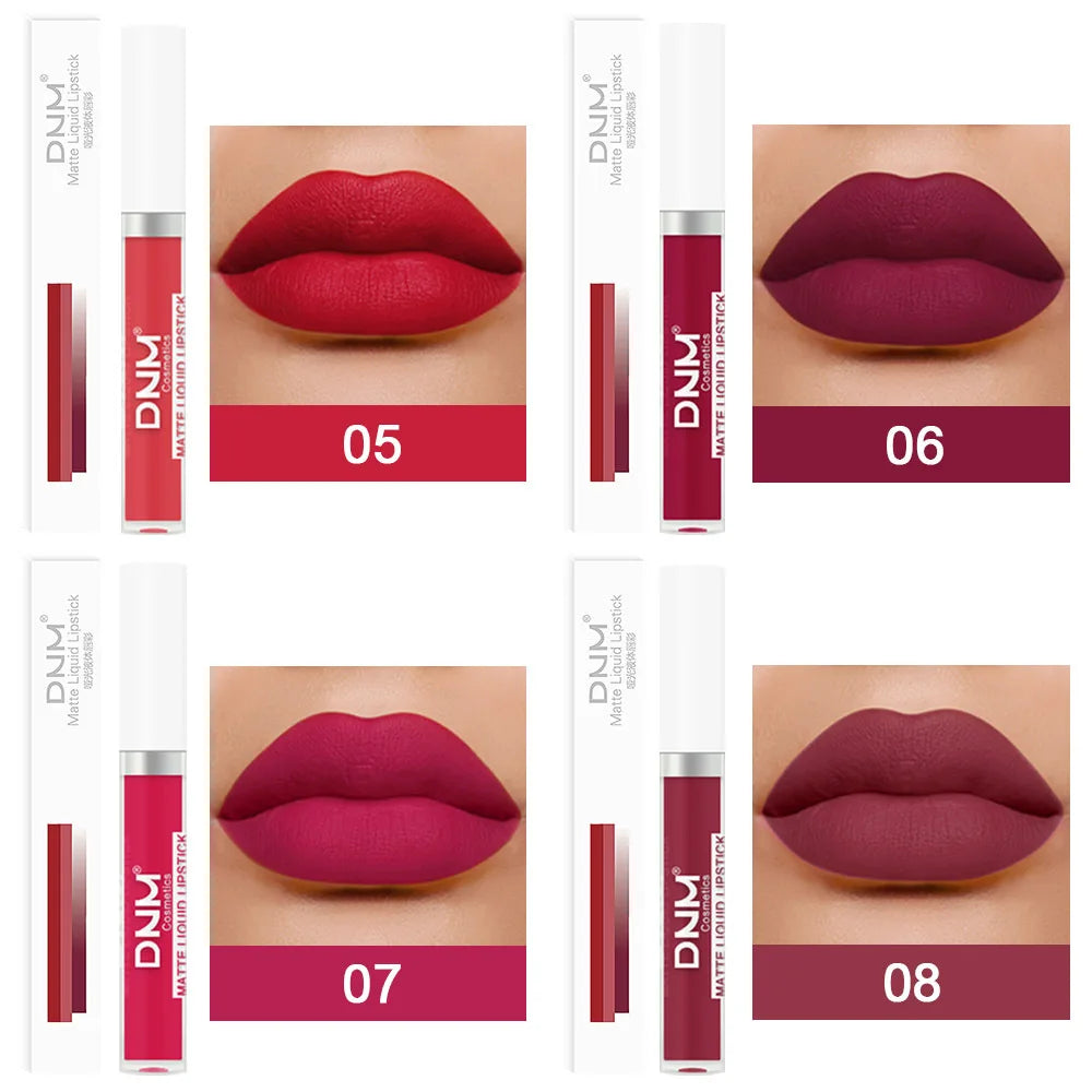 Gloss Velvet Mat DNM 18 Couleurs – Waterproof Longue Tenue | Lip Tint Nude, Rouge & Violet