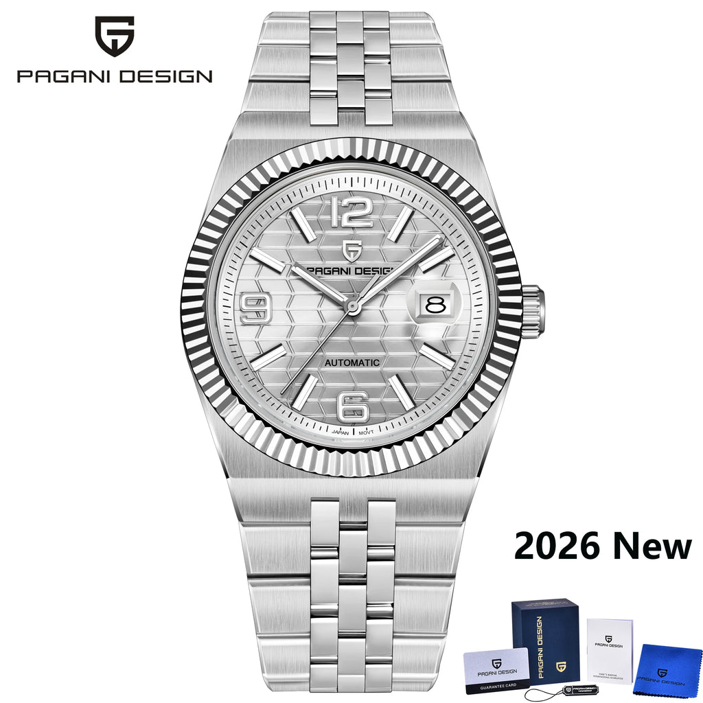 Montre Homme Luxe PAGANI DESIGN 2026 Automatique Cadran 3D Losange Verre Saphir – Business Fashion