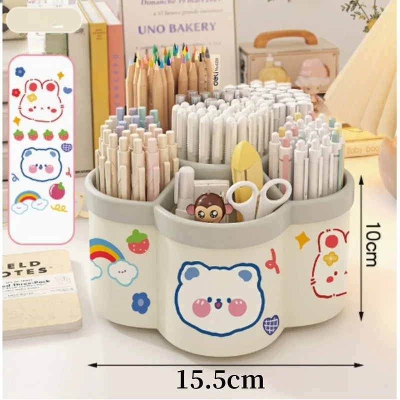 Porte-Stylos 360° Rotatif Multifonction – Organisateur Bureau Maquillage Papeterie Étudiant