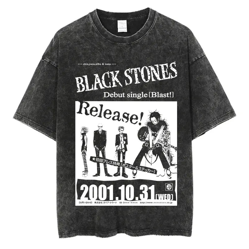 T-Shirt Anime Nana Osaki Imprimé Vintage Washed Harajuku Streetwear Graphique Été Manches Courtes Coton Unisexe – Tee Manga Japonais Tendance | Mode Streetwear Anime Premium