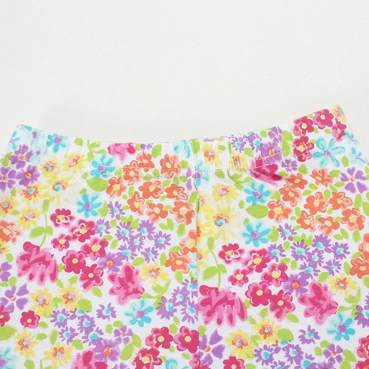 Legging Corsaire Fille Imprimé Fleurs – Pantalon Skinny Stretch Enfant Toutes Tenues 3-10 Ans