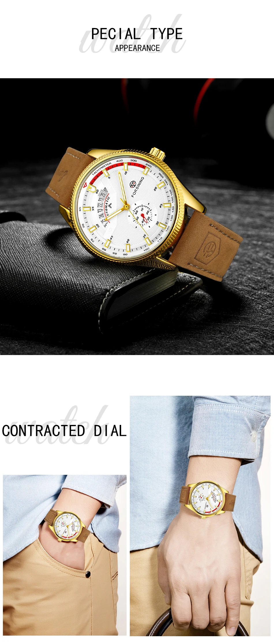 Montre Homme FORSINING Mécanique Automatique Chronographe Calendrier Cuir & Acier – Luxe Haute Qualité
