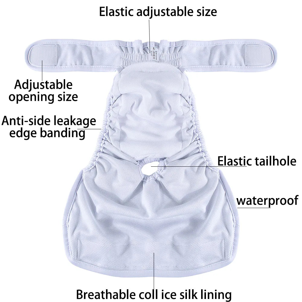 Couche Chienne Lavable BIAI – Culotte Physiologique Étanche Soie Glacée Douce Réutilisable
