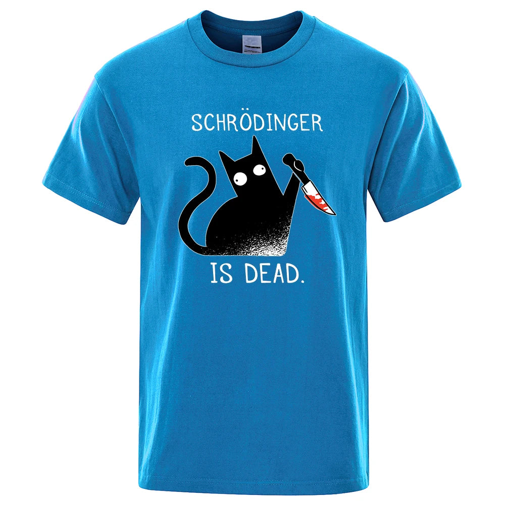 T-Shirt Homme Chat Noir Schrödinger Humour Science Coton Doux Oversize Manches Courtes Streetwear Pop Culture Geek Tendance Confortable – T-Shirt Geek Premium Chat Schrödinger Oversize | Mode Homme Pop Culture Geek Premium