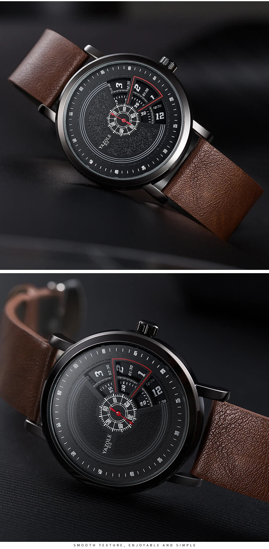Montre Homme YAZOLE Quartz Bracelet PU Casual Unique – Étanche Fashion Tendance 2025