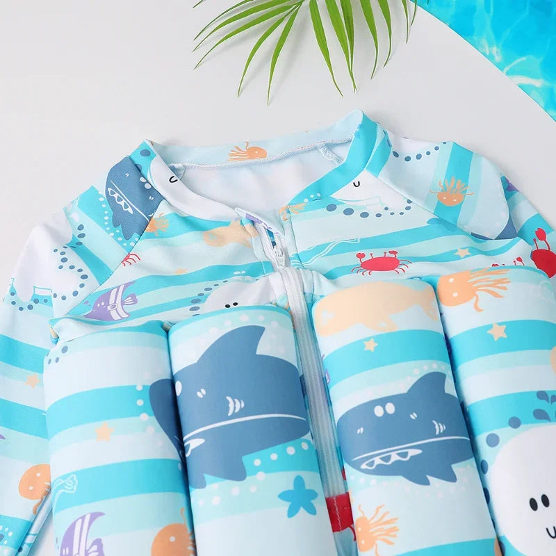 Maillot de Bain Flottant Enfant 1 Pièce – Combinaison Natation Cartoon Garçon Fille