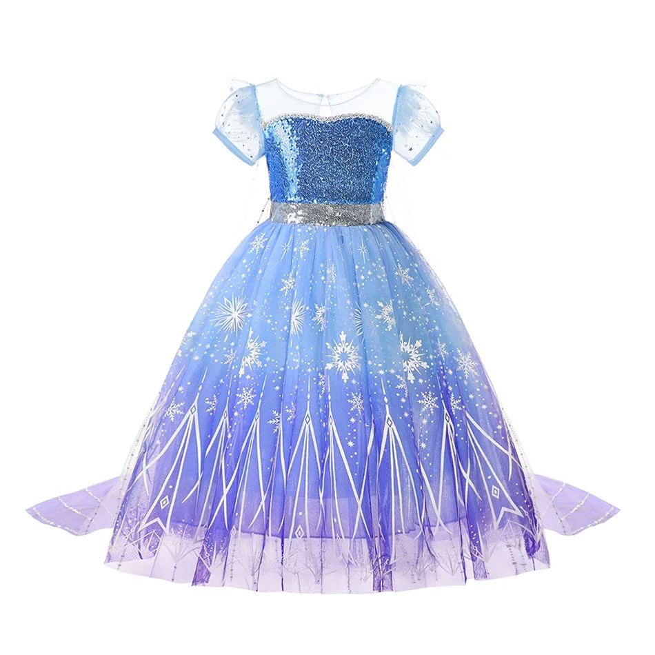 Robe Princesse Fille Déguisement Elsa Anna Ariel – Costume Carnaval Halloween Fête Cosplay Enfant