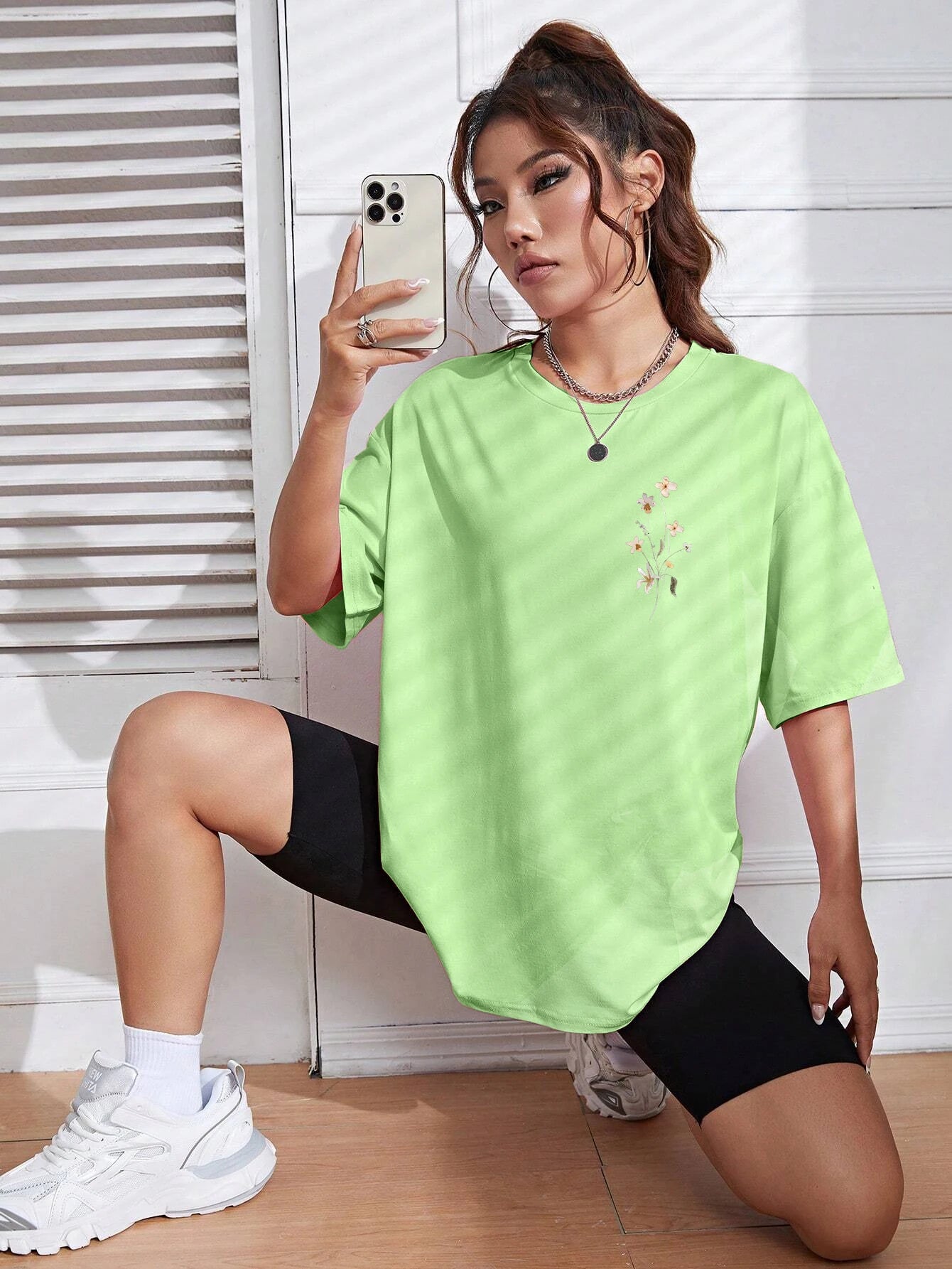T-Shirt Femme Coton Imprimé Fleurs Manches Courtes Ample Doux Respirant – Top Casual Confortable | Street Style