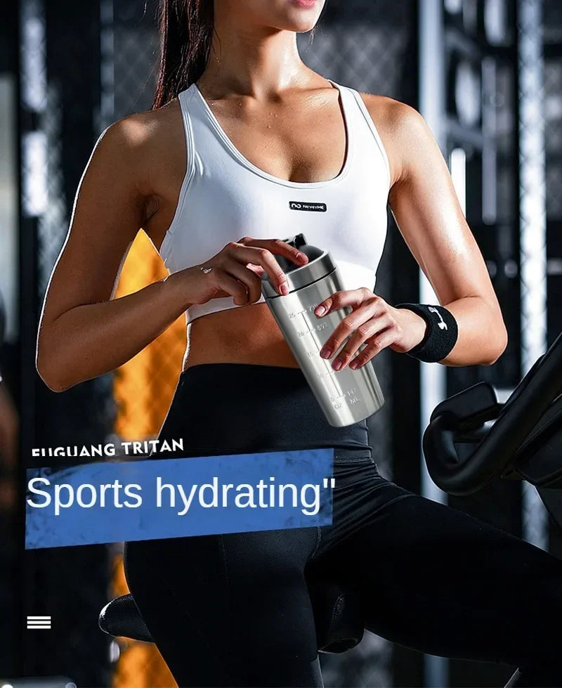 Shaker Protéiné Inox Sport Portable – Bouteille Nutrition Fitness & Musculation | Étanche & Sans BPA | Gym & Workout