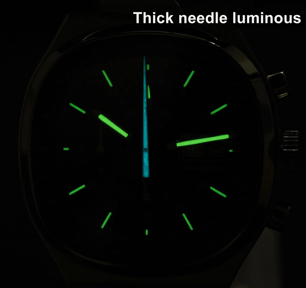 Hruodland F022 Retro Chronograph-Herrenuhr – Saphirglas Edelstahl Blau & Schwarz Fashion
