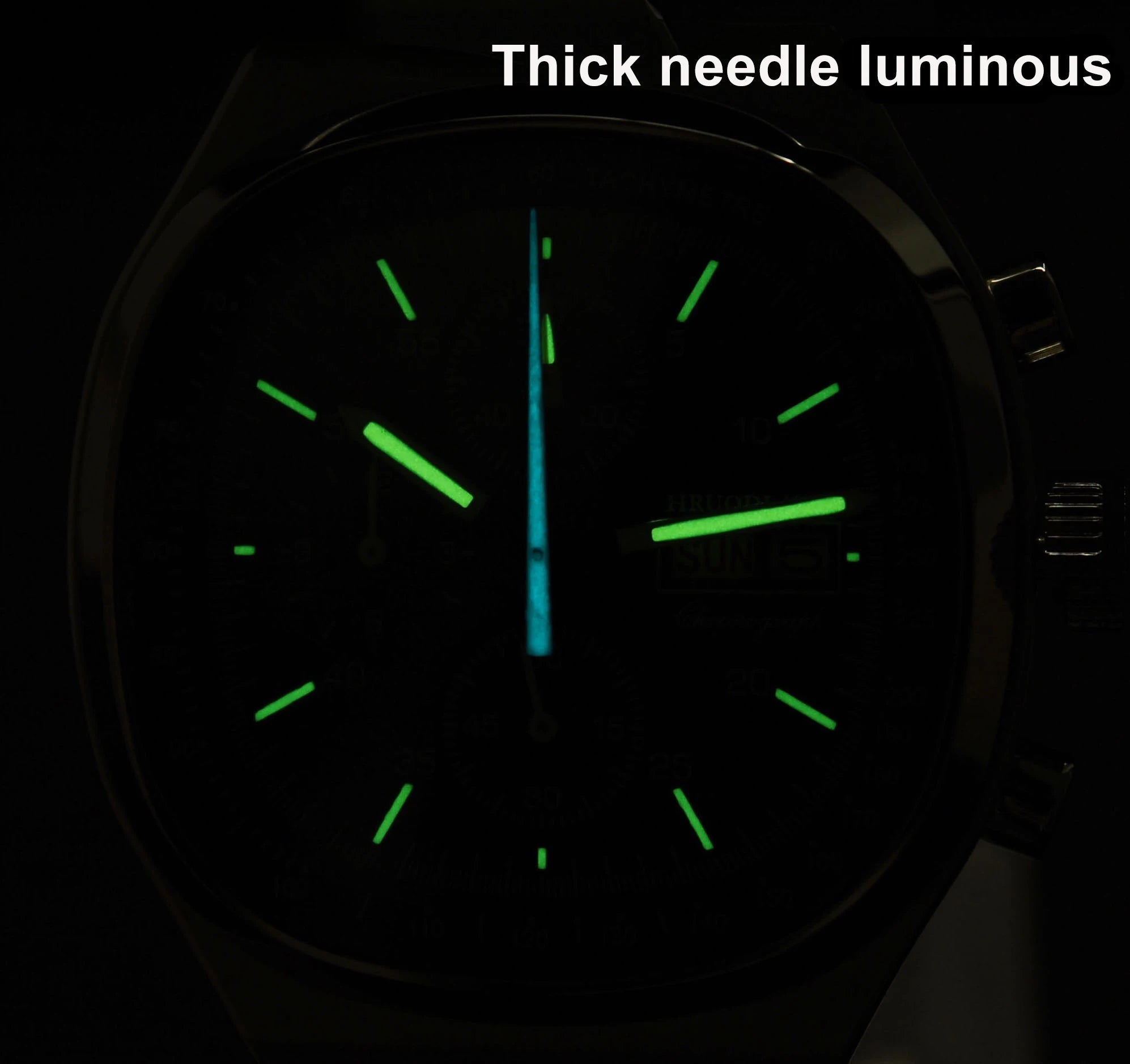 Hruodland F022 Retro Chronograph-Herrenuhr – Saphirglas Edelstahl Blau & Schwarz Fashion