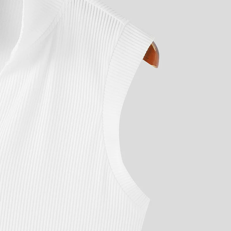 Débardeur Homme Col V INCERUN – Couleur Unie Sans Manches | Streetwear Été & Fitness | Tailles S à 5XL