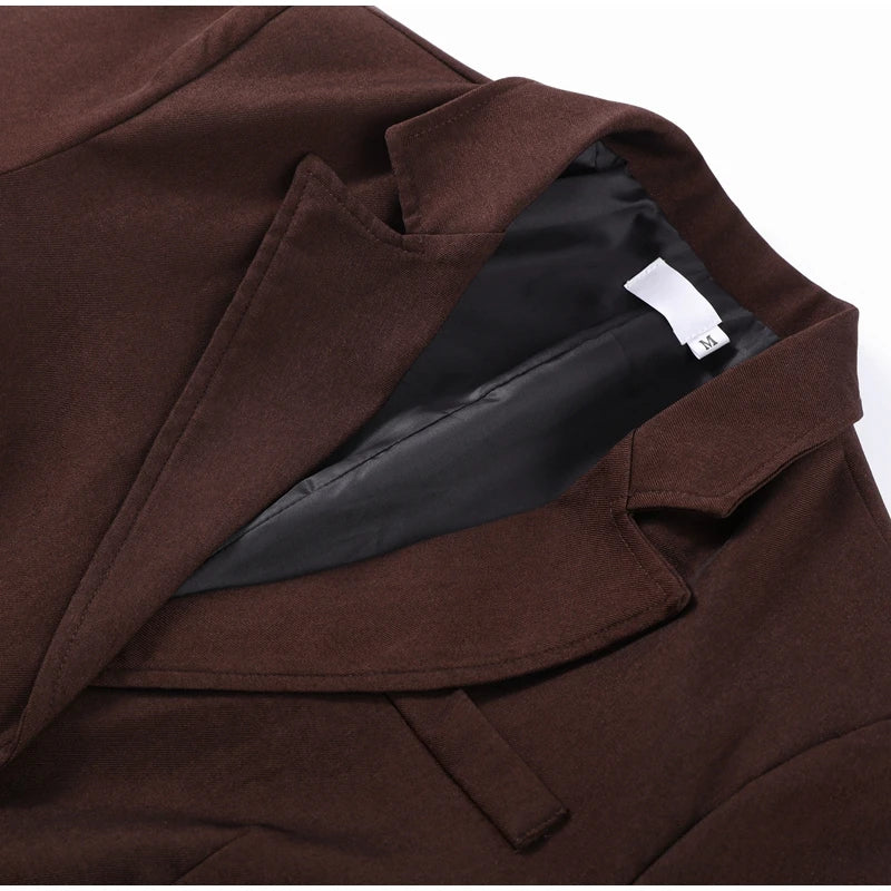Ensemble Blazer Mini Jupe Femme Élégant – Col Revers Manches Longues Slim Uni | Tenue Bureau Chic 2025
