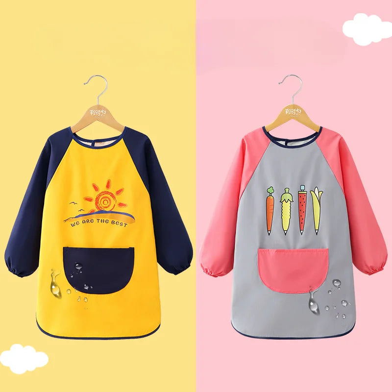 Tablier Imperméable Enfant – Blouse de Peinture Maternelle Repas Garçon Fille
