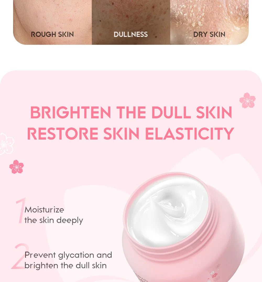 Crème Visage Sakura Laikou 60g – Fleur de Cerisier Hydratante Anti-Rides Anti-Âge Éclat