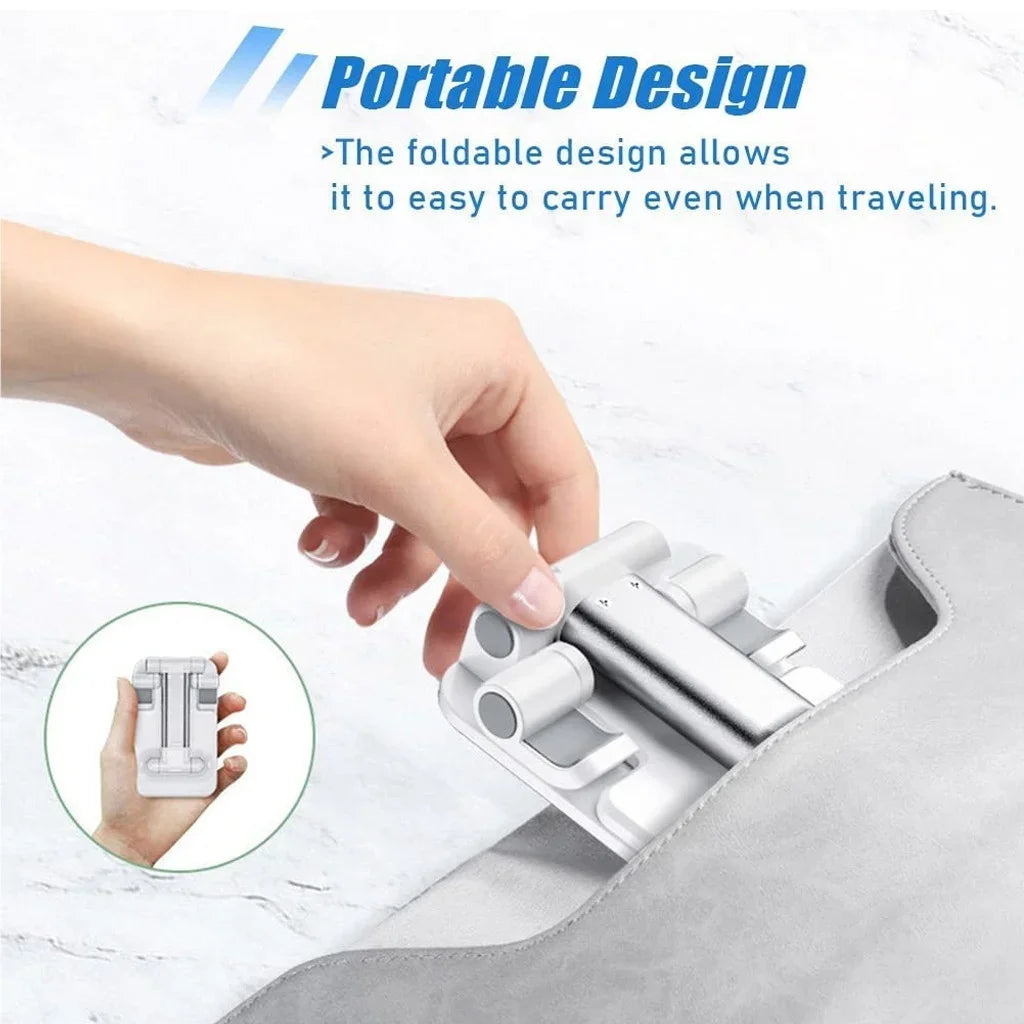 Suporte Dobrável Ajustável Para Celular Tablet Preto Branco Universal Para Mesa Cama Estável Prático