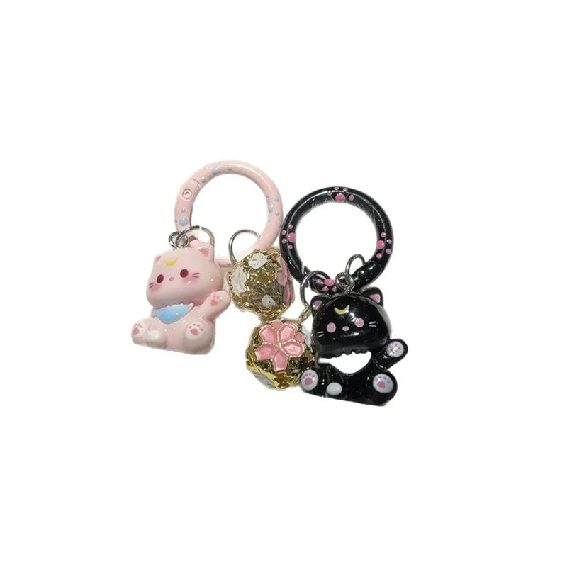 Porte-Clés Chaton Résine Clochette Kawaii – Lot 1 ou 3 pcs | 6 Couleurs au Choix | Pendentif Sac & Cadeau Femme Mignon & Original