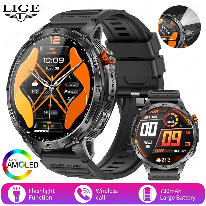 Smartwatch Homme 2026 Écran AMOLED 1.75" Ultra HD – Batterie 730mAh Bluetooth Appel Sport Android iOS