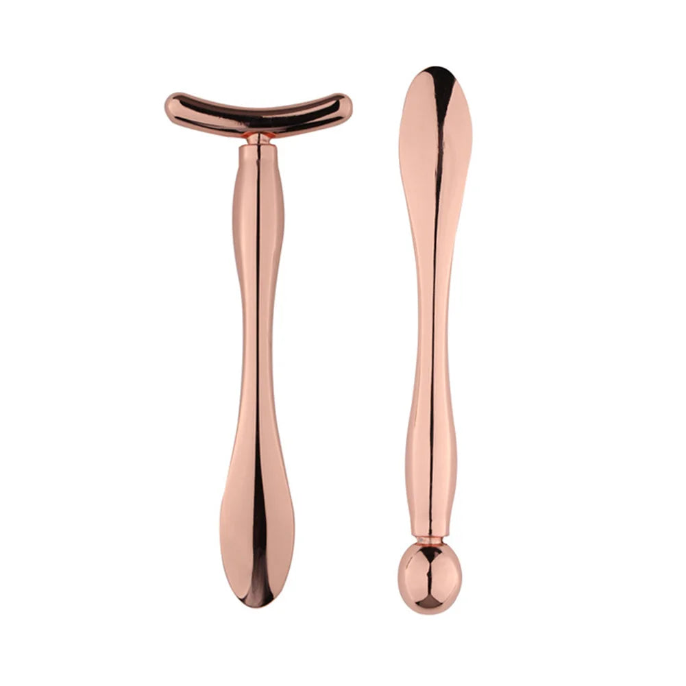 Stick Masseur Visage & Yeux 2-en-1 – Applicateur Crème Anti-Rides & Cernes | Lifting Facial | Spatule & Mini Cuillère Skincare
