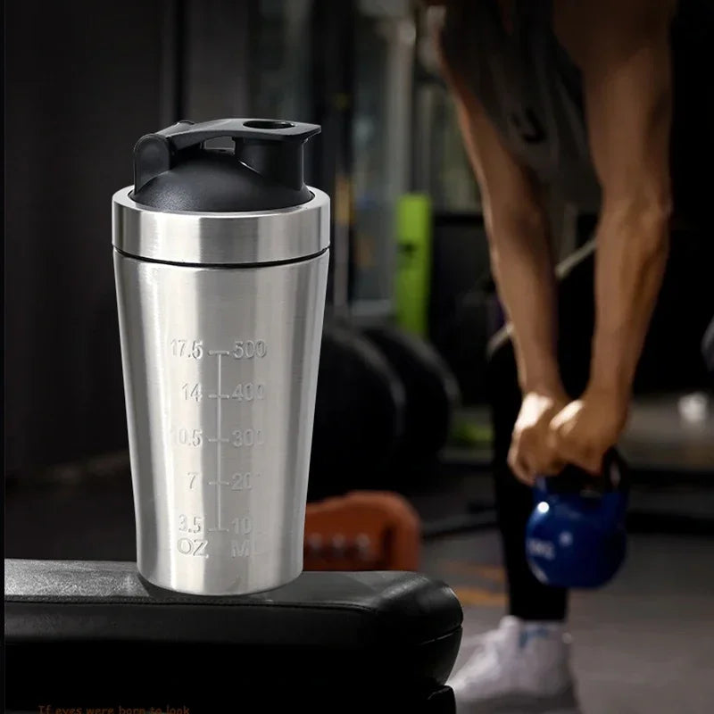 Shaker Protéiné Inox Sport Portable – Bouteille Nutrition Fitness & Musculation | Étanche & Sans BPA | Gym & Workout