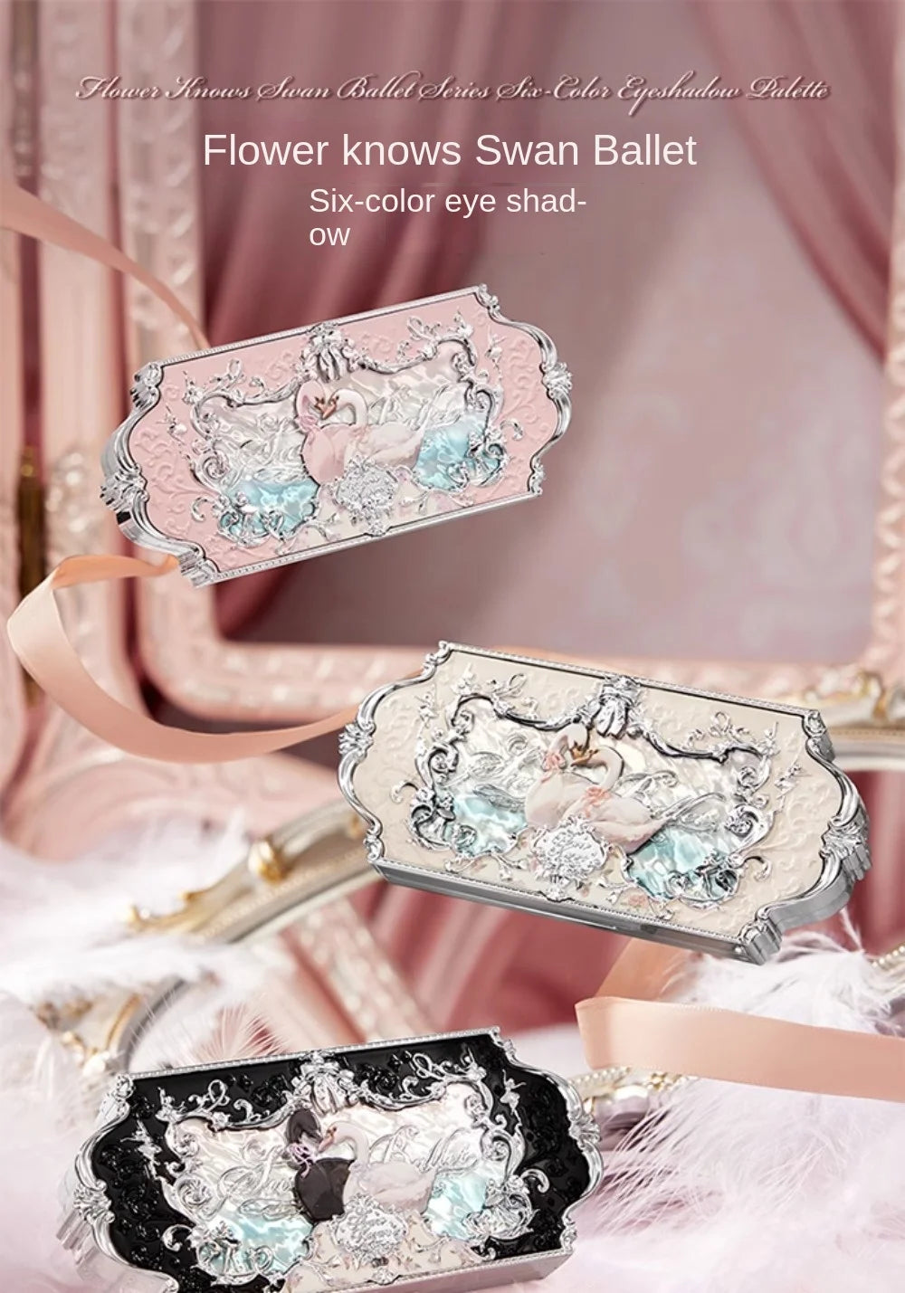 Palette Fards à Paupières Flower Knows Swan Ballet – 6 Teintes Mat, Shimmer & Nacré | Glitter