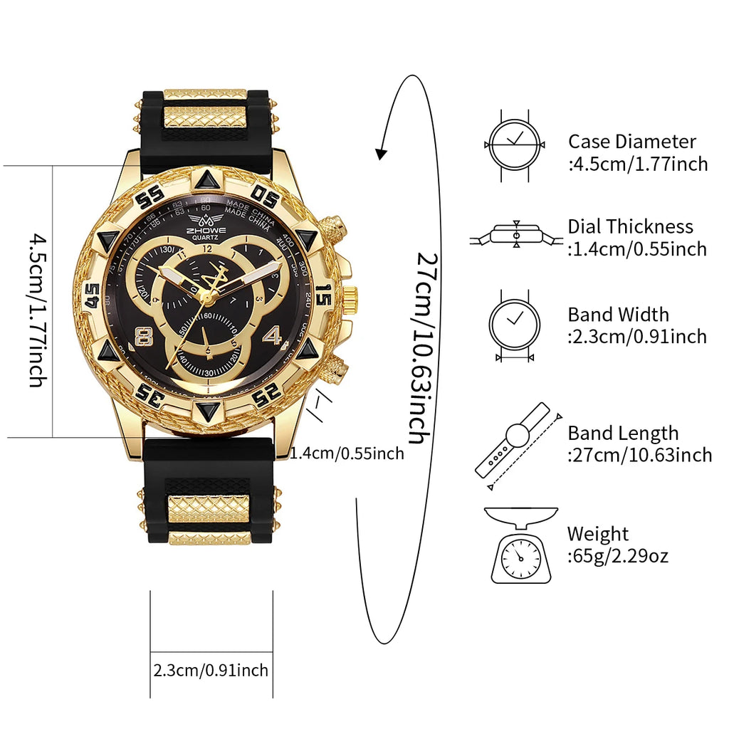 Montre Homme Sport Quartz Analogique Bracelet Silicone – Fashion Casual Tendance
